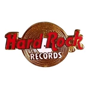 Hard Rock Records Lapel Pin, Gold-toned, Pre-owned